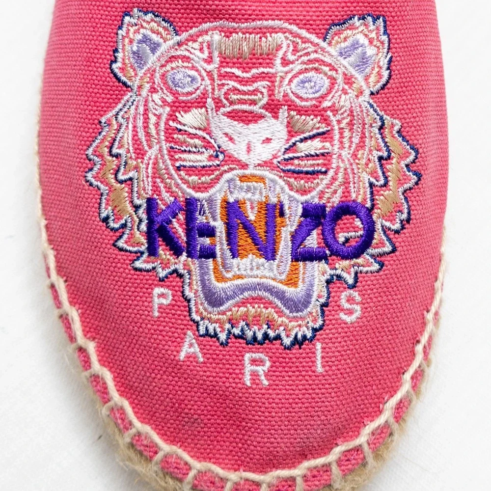 Kenzo Paris Hot Pink Embroidered Tiger Espadrilles Size EU 39/US 9 Women's Flats